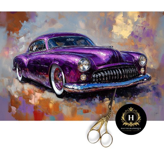 Paarse Vintage Car Art Decoupage Tissuepapier