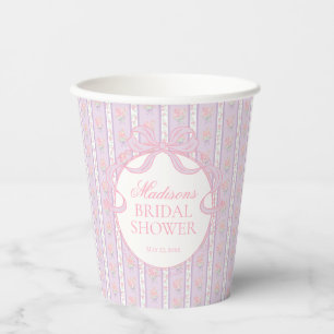 Paarse Vintage Fantasie Bloemrijke Bruidsdouche Papieren Bekers