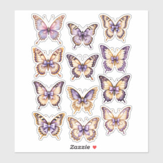 Paarse Vintage Vlinder Ephemera Sticker Vel