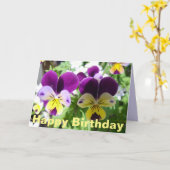 Paarse Viola Drie Violetjes Mooie Bloem bloemkaart Kaart (Gele Bloem)