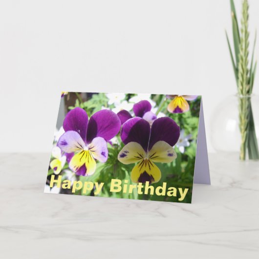 Paarse Viola Drie Violetjes Mooie Bloem bloemkaart Kaart (Voorkant)