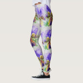Paarse Viola Floral Waterverf Leggings (Links)
