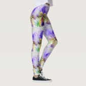 Paarse Viola Floral Waterverf Leggings (Rechts)