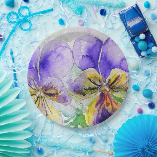 Paarse Viola Flowers Patroon Papier Party Bord (Feest)