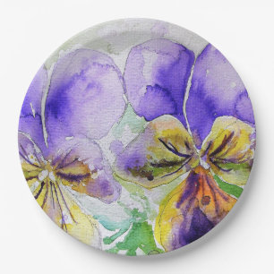 Paarse Viola Flowers Patroon Papier Party Bord
