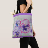 Paarse Viola Pansy Flowers Floral Canvas tas (Dichtbij)