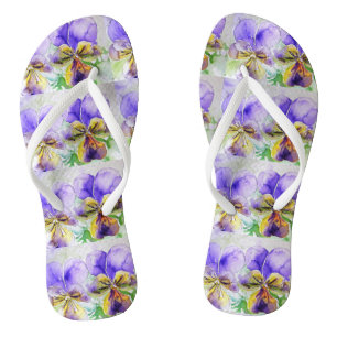 Paarse Viola Violen driekleurig bloemmotief Dames Teenslippers