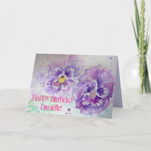 Paarse Violas Pansy Waterverf Kaart