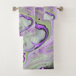Paarse Violet Abstract Art Vloeibaar Marmer Bad Handdoek