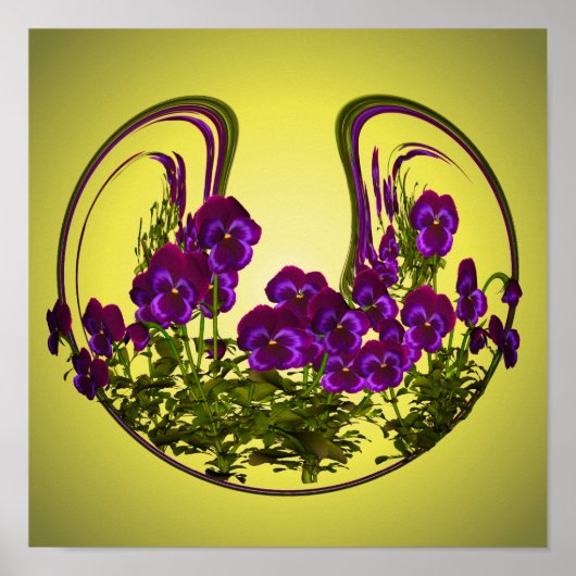 Paarse Violet Bloemen Abstract Poster (Voorkant)