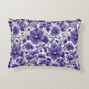 Paarse Violet Bloemen Botanische Bloemen Patroon Accent Kussen