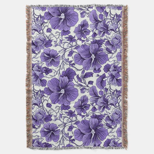 Paarse Violet Bloemen Botanische Bloemen Patroon Deken (Voorkant Verticaal)