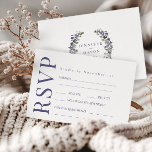 Paarse Violet Botanische Bloem Bruiloft RSVP Kaart