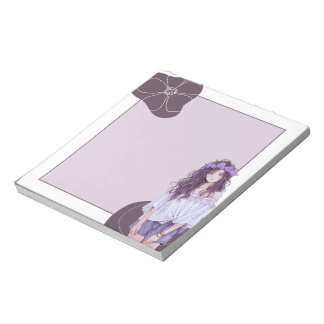 Paarse Violet Eenvoudig Schattige Anime Boho Notit Notitieblok