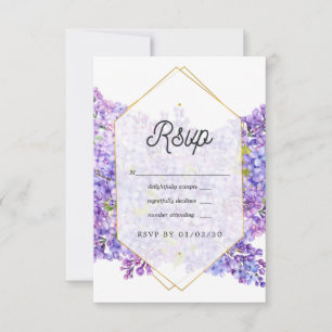 Paarse Violet en Gouden Geometrische Herbarium Bru RSVP Kaartje