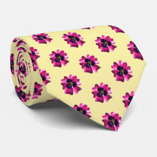 Paarse Violet Flowers Mode Boter Geel Trendy Stropdas