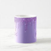Paarse Violet Glitter Drift Metaal Monogram Koffiemok (Center)