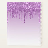 Paarse Violet Glitter Drips Girly Monogram 2021 Planner (Achterkant)