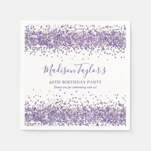 Paarse Violet Glitter Schitter Confetti Verjaardag Servet