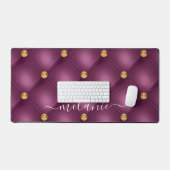 Paarse Violet Gold Diamond Tufted Custom Naam Bureaumat (Keyboard & Muis)