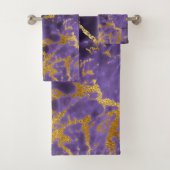 Paarse Violet gouden marmeren steen rock metallic Bad Handdoek (Insitu)