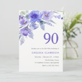 Paarse Violet & Lavendel 90ste Verjaardagsfeest Kaart (Staand voorkant)