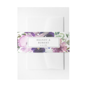 Paarse Violet & Lavendel Bloem 2 Uitnodigingen Wikkel