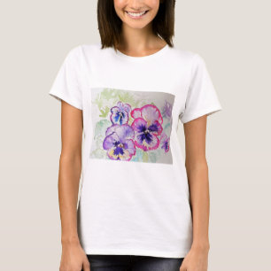 Paarse Violet Pansy Aquarel schilderij T Shirt