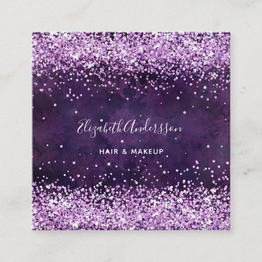 Paarse violet profiel foto QR code Vierkante Visitekaartje (Voorkant)