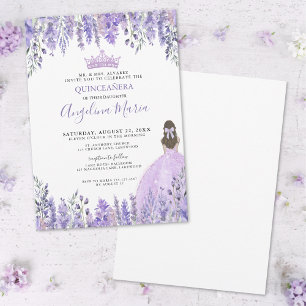 Paarse Violet Sparkle Tiara Bloemige Quinceañera Kaart