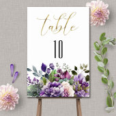 Paarse Violet Waterverf Boeket Gold Script Kaart