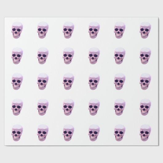 Paarse Violet Witte Pop Art Schedel Verpakking Pap Cadeaupapier (Vlak)