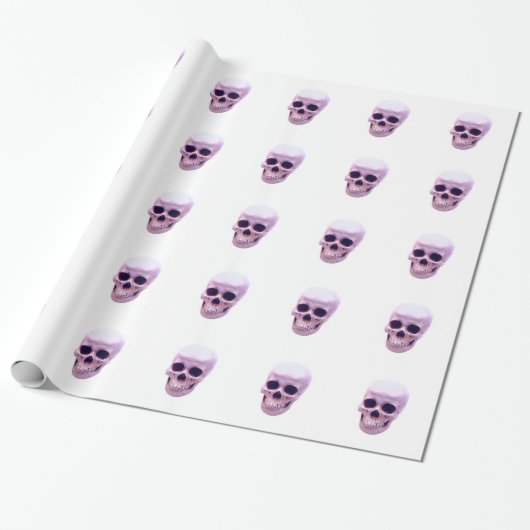 Paarse Violet Witte Pop Art Schedel Verpakking Pap Cadeaupapier (Uitgerold)