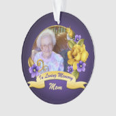 Paarse Violets Gele rozen Memorial Keepslag Ornament (voorkant)