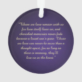 Paarse Violets Gele rozen Memorial Keepslag Ornament (achterkant)