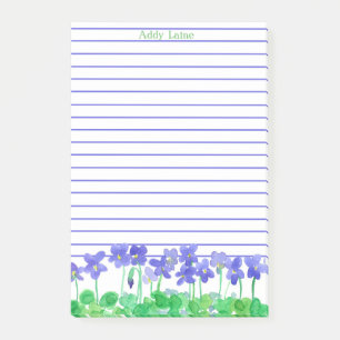 Paarse Violets Waterverf Flowers Custom Name Post-it® Notes