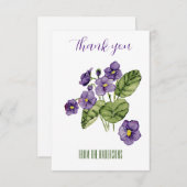Paarse violets waterverf plat bedankje bedankkaart (Voorkant / Achterkant)