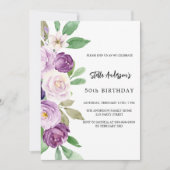 Paarse violette bloemen verjaardag kaart (Voorkant)