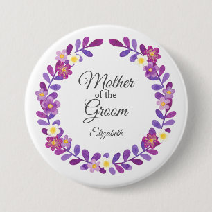 Paarse / Violette Bloemenkrans Moeder van de Bruid Ronde Button 7,6 Cm