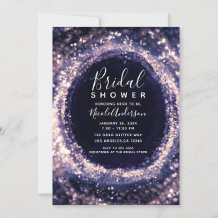 Paarse Violette Glitterende Lichtjes Glam Bruidsdo Kaart