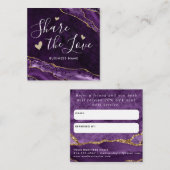 Paarse Violette Gouden Glitter Marmeren Agaat Deel Aanbevelingskaartje (Voorkant / Achterkant)