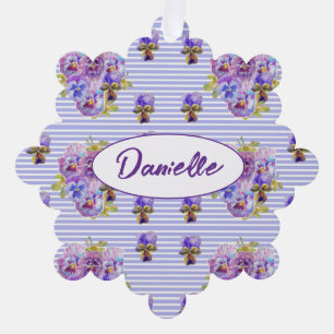 Paarse Viooltje Bloem bloemig Shabby Waterverf Mei Ornament Kaart