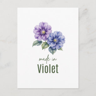Paarse Viooltje Geboortebloem Muur Kunst Aquarel Briefkaart