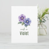 Paarse Viooltje Geboortebloem Watercolor kaart (Staand voorkant)