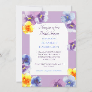 Paarse Viooltje Watercolor Boho Bruiloftsfeest Kaart