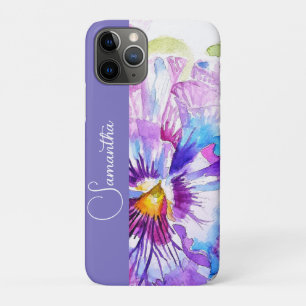 Paarse Viooltje Waterverf Bloemen Meisjesnaam Bloe iPhone 11 Pro Hoesje