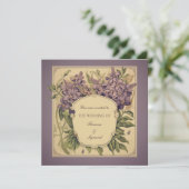  Paarse viooltjes bloemenbruiloft uitnodiging (Staand voorkant)
