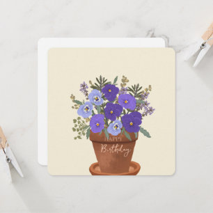 Paarse Viooltjes Februari Geboortebloem Boeket Kaart