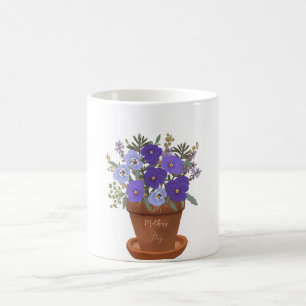 Paarse viooltjes in een pot – Moederdag bloemstuk Koffiemok