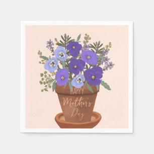 Paarse viooltjes in een pot – Moederdag bloemstuk Servet